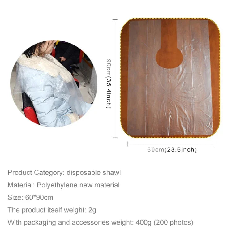 200 Peças de Capas/Lenços Descartáveis para Coloração de Cabelo, Lenço para Tratamento Capilar em Salão (Transparente)