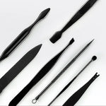 Kit avançado 12 em 1 para cuidados de unhas em aço inoxidável com cortador, pedicure e manicure com estojo em pele, vermelho+preto
