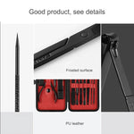 Kit avançado 12 em 1 para cuidados de unhas em aço inoxidável com cortador, pedicure e manicure com estojo em pele, vermelho+preto
