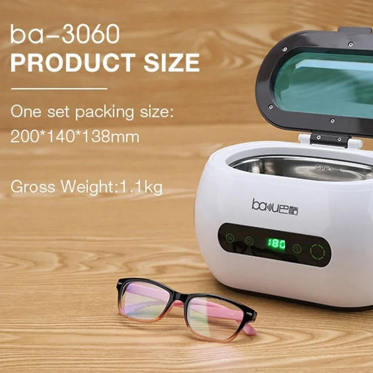 baku BA-3060 Máquina de Limpeza Ultrassónica para Óculos e Joias Domésticos 220V, Ficha EU, Ficha EU