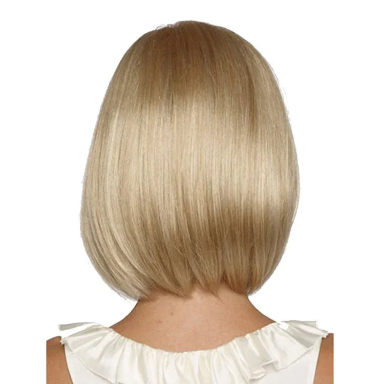 Peruca de Cabelo Curto Liso Corte Bob Fibra Química para Mulheres