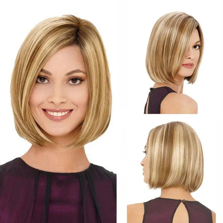 Peruca Corte Bob para Mulheres (Linho Dourado)