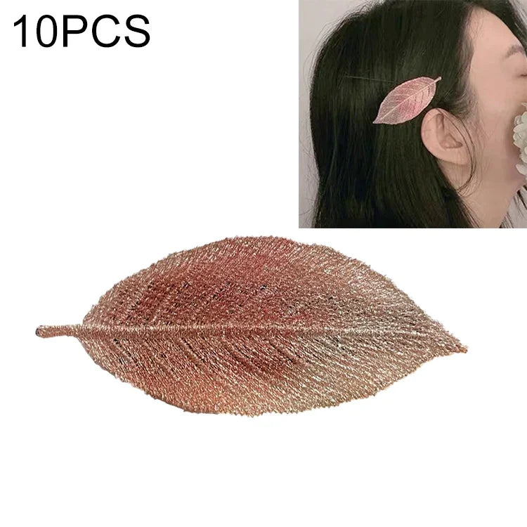10 PCS Grampos de Cabelo para Raparigas com Folha em Gradiente Fresco BB Grampos para Franja Acessórios de Cabelo