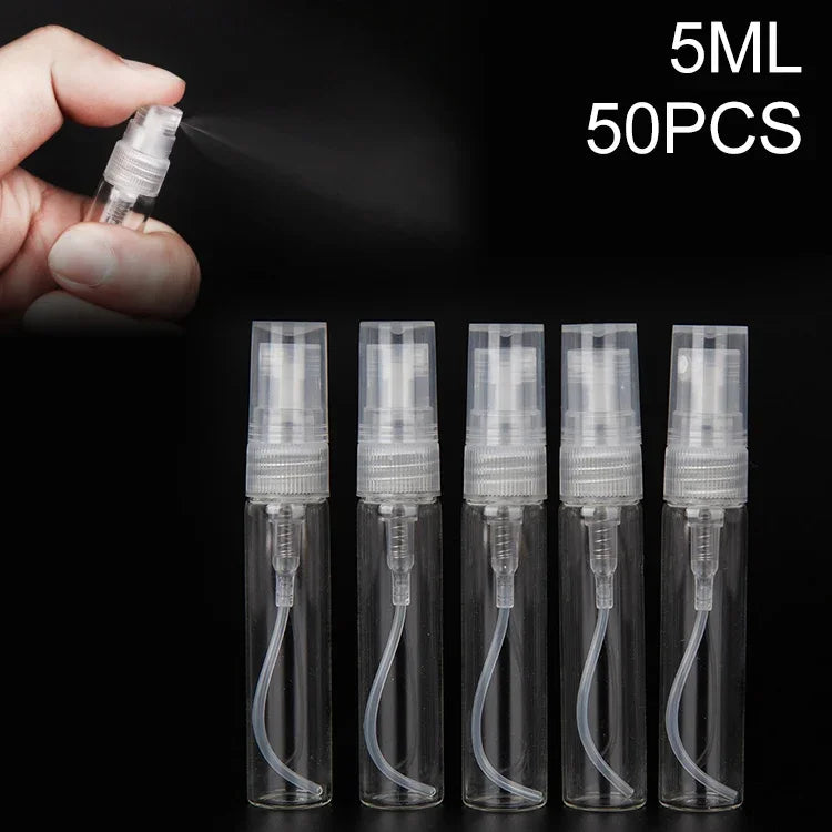 50 Peças Frasco de Perfume Frasco de Spray Frasco Vazio, Capacidade: 5ML (Transparente), 5ML (Transparente)