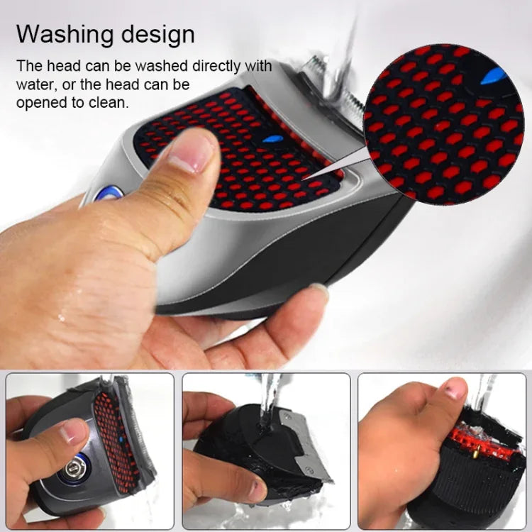 Aparador de Barba Elétrico para Homem HJ-2018 com Máquina de Cortar Cabelo, Pano Wai + Esponja, Versão Standard, Plugue CN, com Pano Wai + Esponja