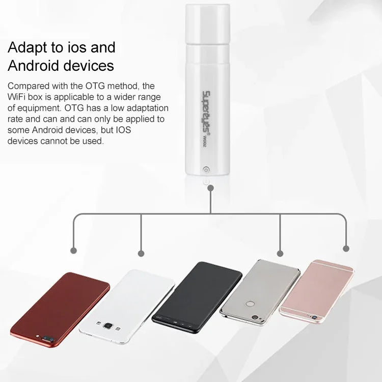 Supereyes W002 Endoscópio Digital USB para Telemóvel Tablet WIFI Transmissão Vídeo HD, W002