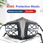 Máscara Respiratória de Silicone Protetora Reutilizável PM2.5 KN95 com Filtro Substituível, Máscara Facial Antivirus Anti-embaçamento, Reutilizável PM2.5 KN95