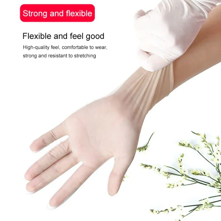 100 PCS Luvas Descartáveis de Exame em PVC Transparentes para Uso Doméstico, Luvas Protetoras Táteis, Tamanho: L, 100 PCS L