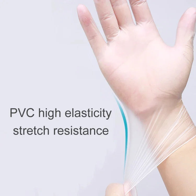 100 PCS Luvas Descartáveis de Exame em PVC Transparentes para Uso Doméstico, Luvas Protetoras Táteis, Tamanho: L, 100 PCS L