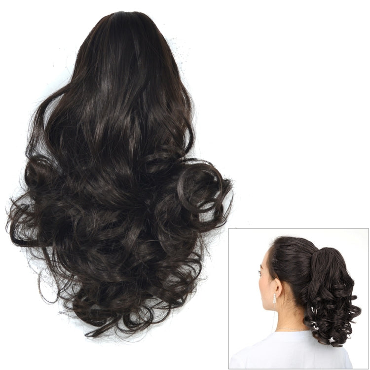 Peruca de Rabo de Cavalo com Cabelo Curto Natural Cacheado e Presilha de Flor de Pera