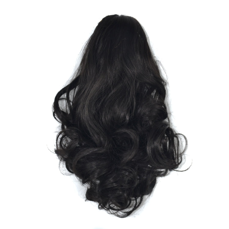Peruca de Rabo de Cavalo com Cabelo Curto Natural Cacheado e Presilha de Flor de Pera