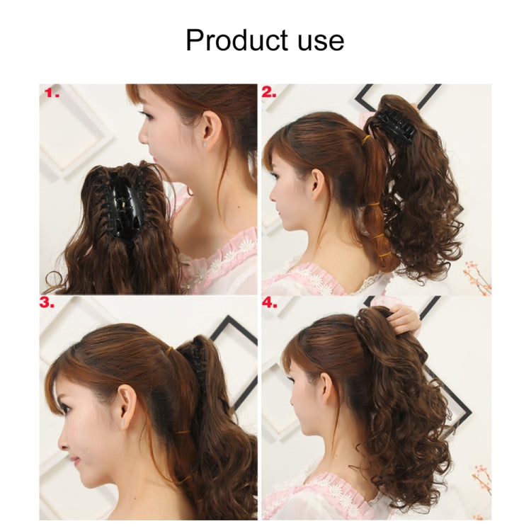 Peruca de Rabo de Cavalo com Cabelo Curto Natural Cacheado e Presilha de Flor de Pera