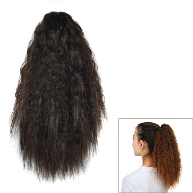 Peruca Natural Retro Curta e Encaracolada com Presilha, Rabo-de-Cavalo de Milho Branqueado