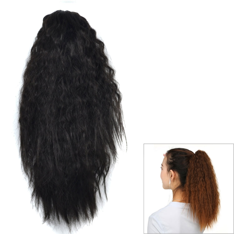 Peruca Natural Retro Curta e Encaracolada com Presilha, Rabo-de-Cavalo de Milho Branqueado