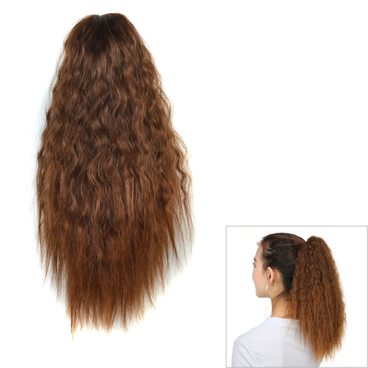 Peruca Natural Retro Curta e Encaracolada com Presilha, Rabo-de-Cavalo de Milho Branqueado