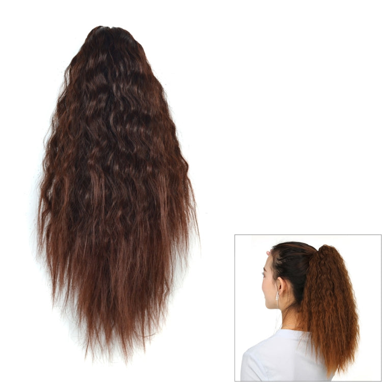 Peruca Natural Retro Curta e Encaracolada com Presilha, Rabo-de-Cavalo de Milho Branqueado