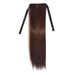 Peruca Natural de Cabelo Longo e Liso com Rabo-de-Cavalo Estilo Bandagem para Mulheres, Comprimento: 45cm, 45cm