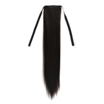 Peruca Natural de Cabelo Longo e Liso com Rabo-de-Cavalo Estilo Bandagem para Mulheres, Comprimento: 60cm, 60cm
