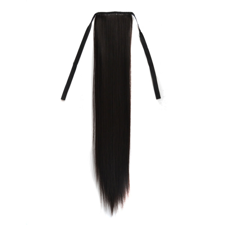 Peruca Natural de Cabelo Longo e Liso com Rabo-de-Cavalo Estilo Bandagem para Mulheres, Comprimento: 60cm, 60cm