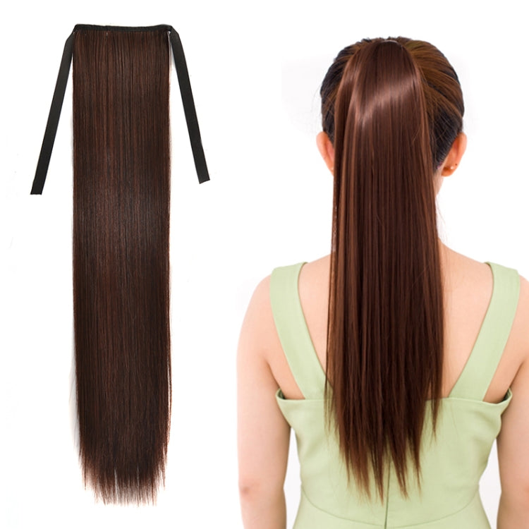Peruca Natural de Cabelo Longo e Liso com Rabo-de-Cavalo Estilo Bandagem para Mulheres, Comprimento: 60cm, 60cm