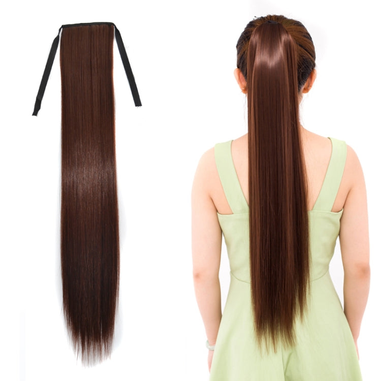 Peruca Natural de Cabelo Longo e Liso com Rabo-de-Cavalo Estilo Bandagem para Mulheres, Comprimento: 75cm, 75cm