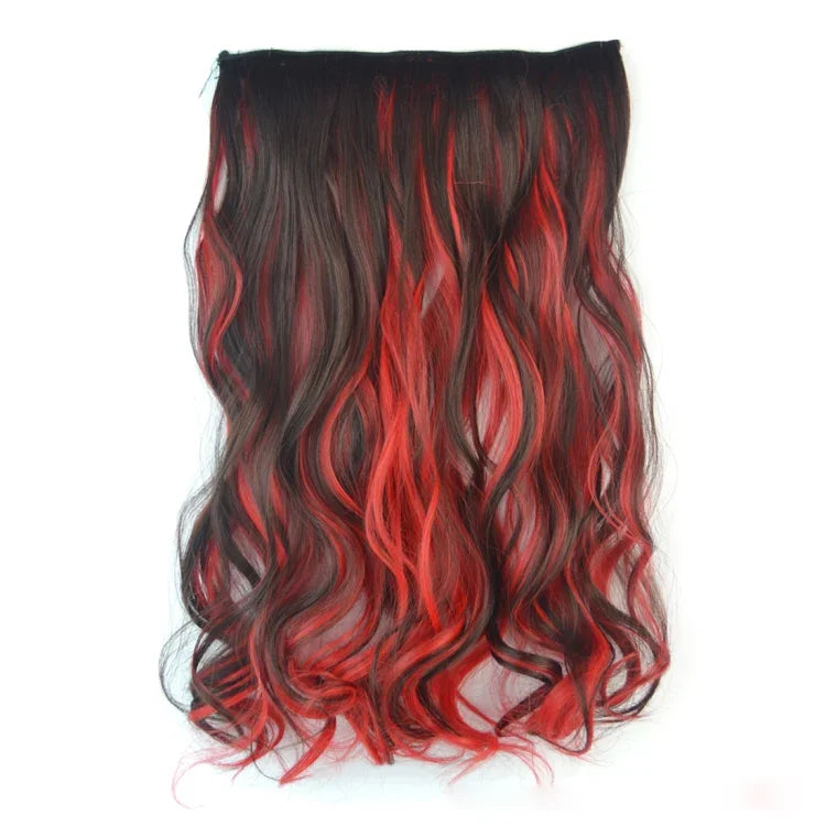 One-piece Seamless Hair Extension Piece Color Gradient Large Wave Long Curling Clip Type Hairpiece, HCB257736