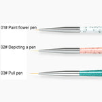Conjunto de 3 Canetas para Desenho de Unhas, Ferramentas de Pontilhado, Caneta de Desenho, Ferramenta Entalhada, Acessórios para Nail Art, Pincéis, Lápis para Unhas