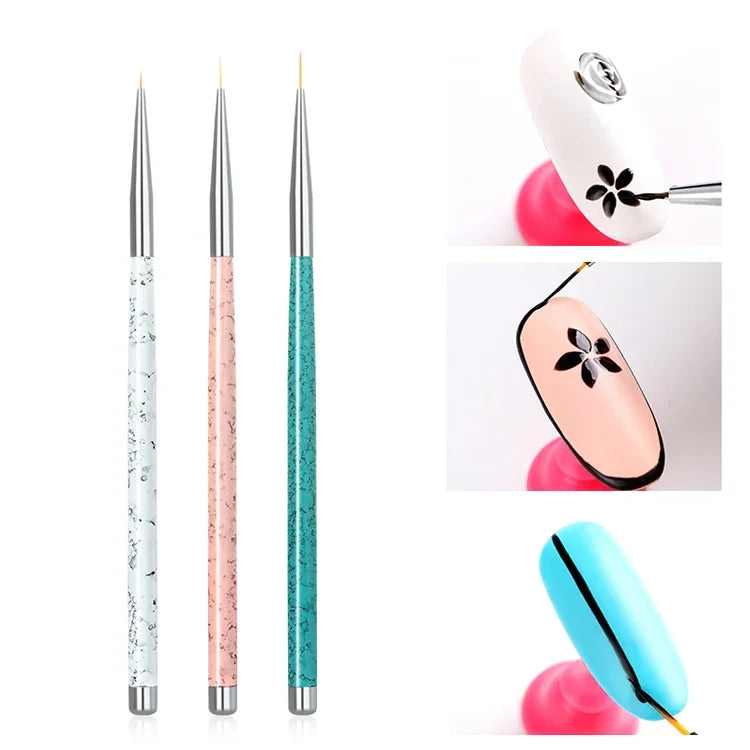 Conjunto de 3 Canetas para Desenho de Unhas, Ferramentas de Pontilhado, Caneta de Desenho, Ferramenta Entalhada, Acessórios para Nail Art, Pincéis, Lápis para Unhas