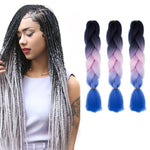 Perucas de Trança Individual com Gradiente de Cor Fashion Fibra Química Tranças Grandes, Comprimento: 60cm (56 Roxo+Azul Lago+Roxo Claro), 21, 35, 37, 38, 44, 45, 46, 47, 49, 50, 51, 56