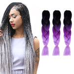 Perucas de Trança Individual com Gradiente de Cor Fashion Fibra Química Tranças Grandes, Comprimento: 60cm (56 Roxo+Azul Lago+Roxo Claro), 21, 35, 37, 38, 44, 45, 46, 47, 49, 50, 51, 56