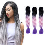 Perucas de Trança Individual com Gradiente de Cor Fashion Fibra Química Tranças Grandes, Comprimento: 60cm (56 Roxo+Azul Lago+Roxo Claro), 21, 35, 37, 38, 44, 45, 46, 47, 49, 50, 51, 56