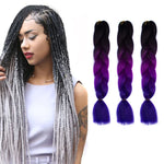 Perucas de Trança Individual com Gradiente de Cor Fashion Fibra Química Tranças Grandes, Comprimento: 60cm (56 Roxo+Azul Lago+Roxo Claro), 21, 35, 37, 38, 44, 45, 46, 47, 49, 50, 51, 56