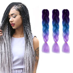 Perucas de Trança Individual com Gradiente de Cor Fashion Fibra Química Tranças Grandes, Comprimento: 60cm (56 Roxo+Azul Lago+Roxo Claro), 21, 35, 37, 38, 44, 45, 46, 47, 49, 50, 51, 56