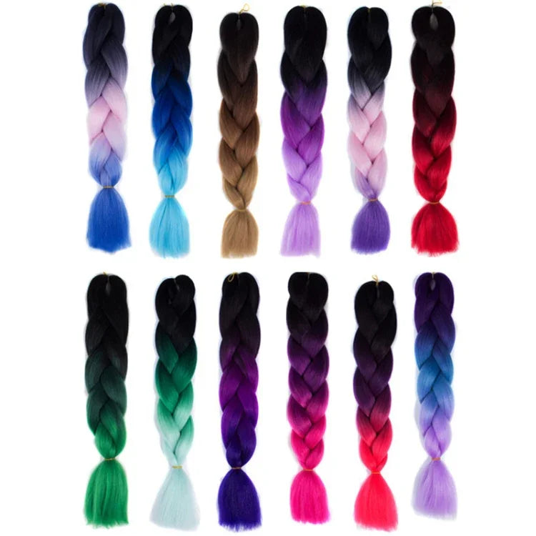 Perucas de Trança Individual com Gradiente de Cor Fashion Fibra Química Tranças Grandes, Comprimento: 60cm (56 Roxo+Azul Lago+Roxo Claro), 21, 35, 37, 38, 44, 45, 46, 47, 49, 50, 51, 56