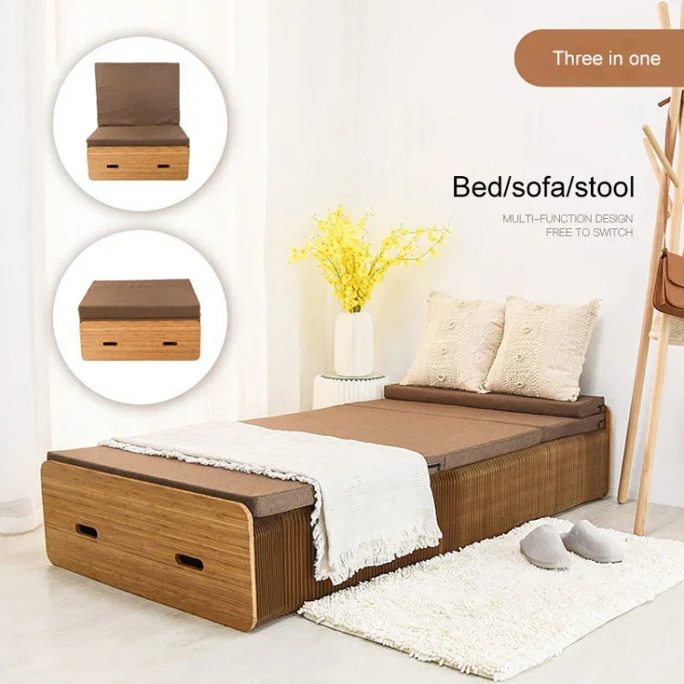 Cama Individual Criativa Dobrável, Tamanho: Largura: 200x90cm, Tamanho: Largura: 200x90cm (Cinza), Tamanho: Largura: 200x90cm (Castanho)