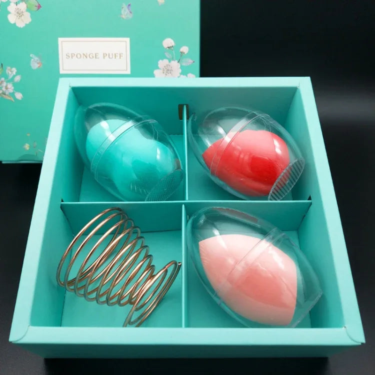 Conjunto de Puffs Cosméticos Macios em Esponja em Forma de Gota de Água, 4