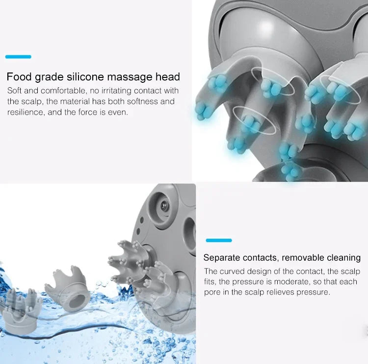 Massageador Elétrico Inteligente 3D para Cabeça e Couro Cabeludo