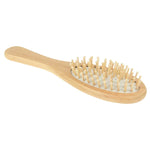 Pente de Massagem de Madeira Natural com Base de Borracha e Escova de Madeira, Tamanho: Pequeno, Pequeno (Branco)