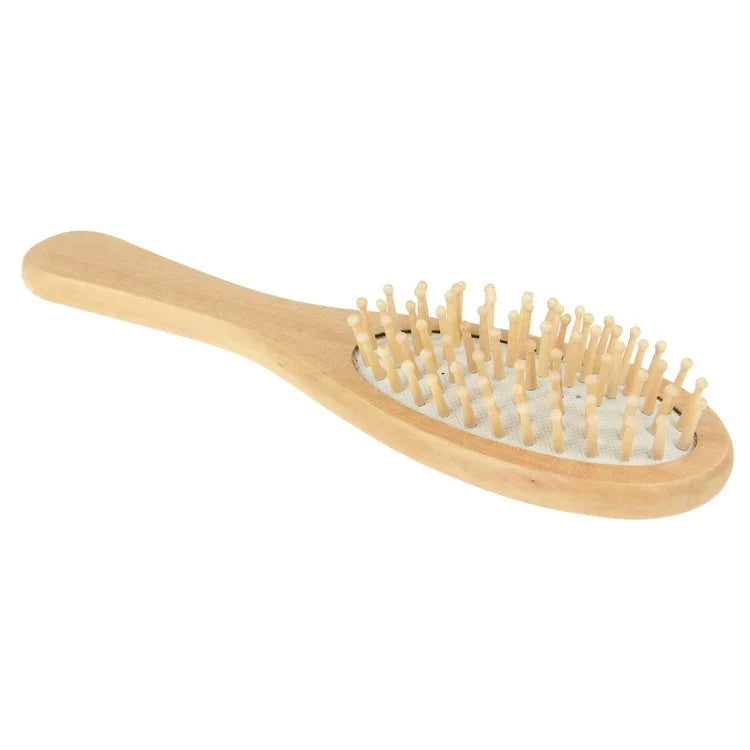 Pente de Massagem de Madeira Natural com Base de Borracha e Escova de Madeira, Tamanho: Pequeno, Pequeno (Branco)