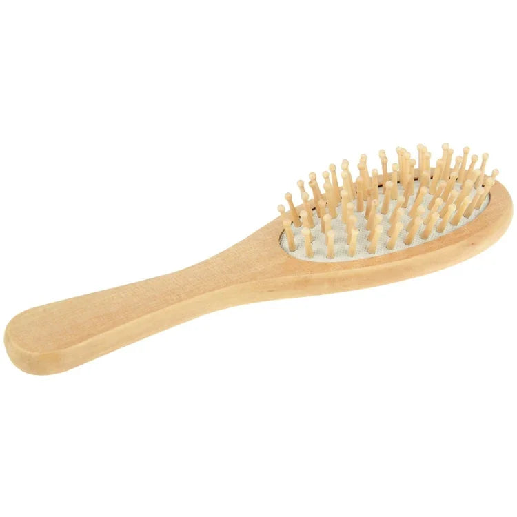 Pente de Massagem de Madeira Natural com Base de Borracha e Escova de Madeira, Tamanho: Pequeno, Pequeno (Branco)