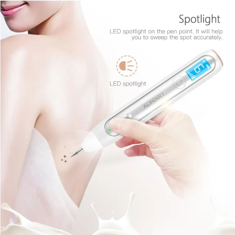 XPREEN XPRE051 Caneta Profissional Sem Fios Recarregável para Remoção de Sinais, Sardas, Manchas Escuras, Tatuagens e Verrugas, Apagador de Manchas com Ecrã LED e Holofote
