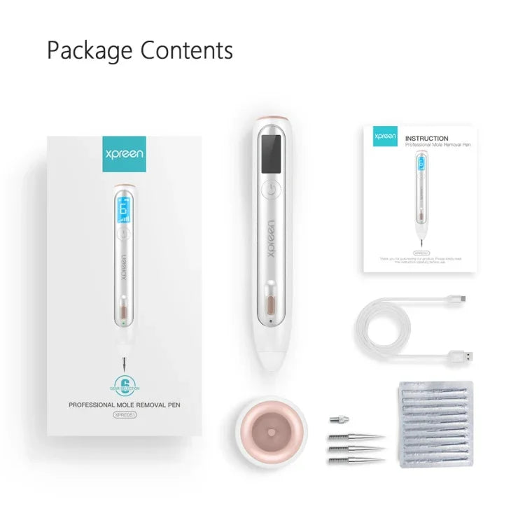 XPREEN XPRE051 Caneta Profissional Sem Fios Recarregável para Remoção de Sinais, Sardas, Manchas Escuras, Tatuagens e Verrugas, Apagador de Manchas com Ecrã LED e Holofote