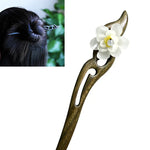 Clássico Pente Antigo de Sândalo Verde Traje de Cabelo Headdress-Banyue Flor de Jade + Caixa de Presente, Cores da Caixa de Presente São Aleatórias, Sândalo Verde Flor de Jade Wanyue Branco