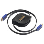 Cabo HDMI 1.4 (1080P) de 1,8m com Conectores Banhados a Ouro HDMI Macho para HDMI Macho Retrátil Plano, Comprimento: 1,8m