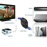 Cabo HDMI 1.4 (1080P) de 1,8m com Conectores Banhados a Ouro HDMI Macho para HDMI Macho Retrátil Plano, Comprimento: 1,8m