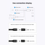 Cabo 3 em 1 Micro USB + USB-C / Tipo-C + 8 Pinos para HDMI HDTV