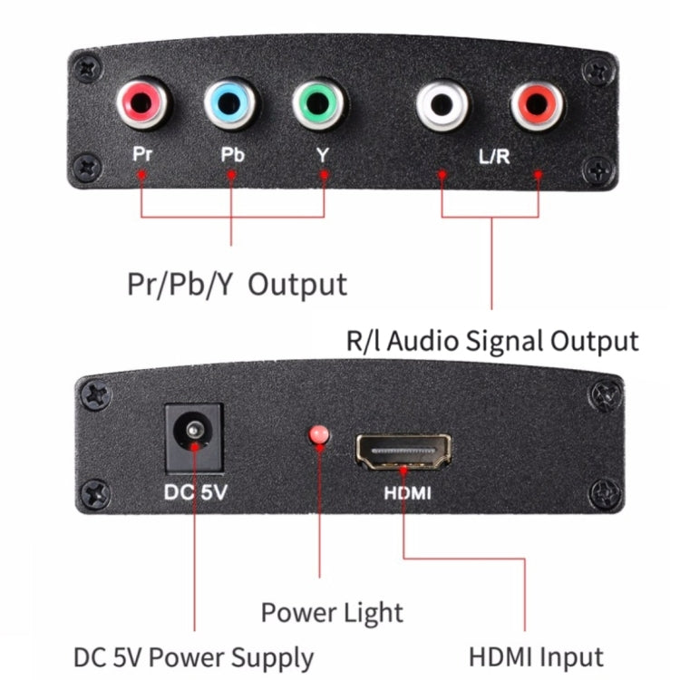 Adaptador Conversor de Vídeo HDMI para YPbPr 1080P HD e Áudio R/L, HDMI para YPbPr+R/L