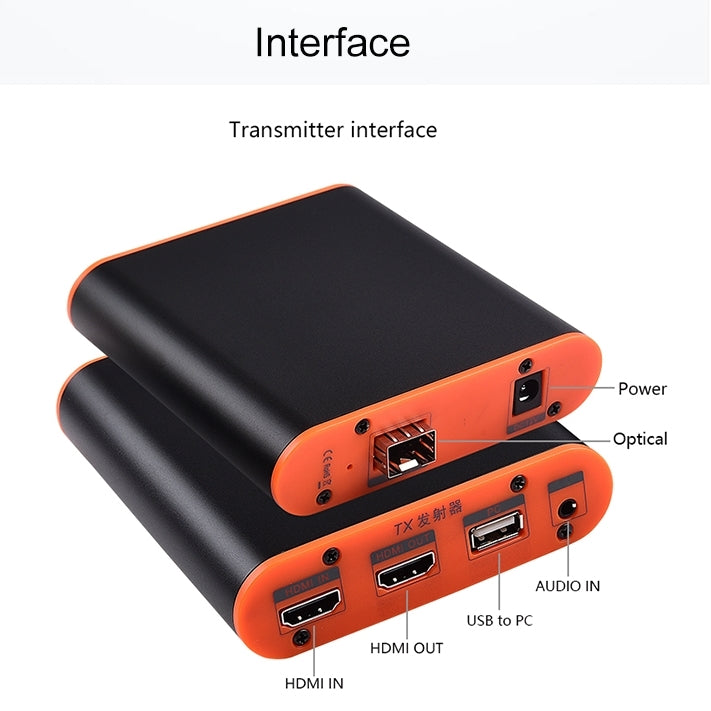 Extensor HDMI OPT882-KVM (Receptor e Transmissor) Extensor de Fibra Óptica com Porta USB e Função KVM, Distância de Transmissão: 20KM, OPT882-KVM