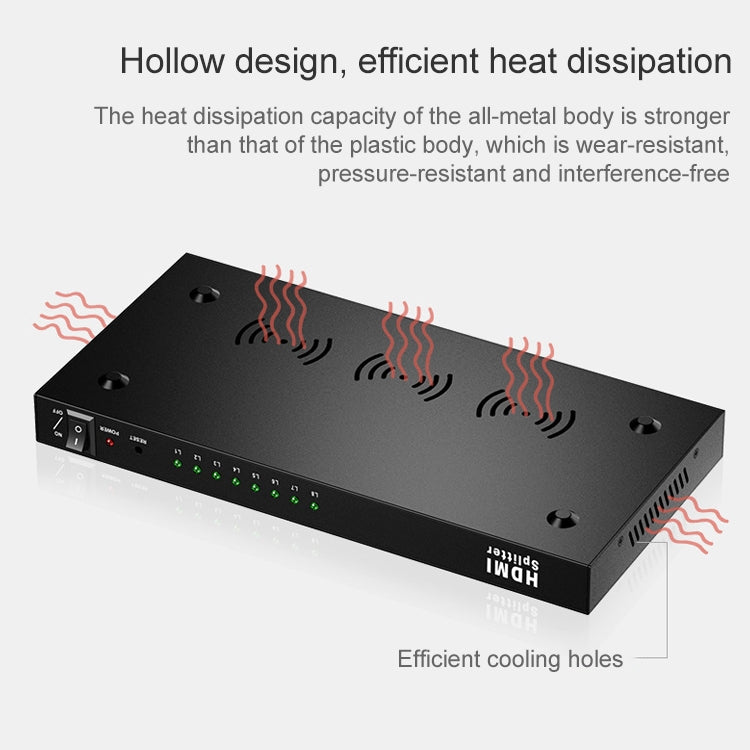 Divisor HDMI 1 x 8 Full HD 1080P com Interruptor, Suporta 3D e 4K x 2K