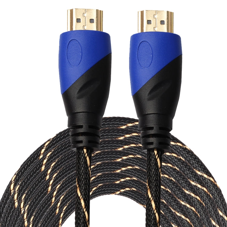 Cabo HDMI 1.4 Versão 1080P de 15m com Malha Trançada Linha Azul Preto, Conector Adaptador de Áudio e Vídeo HDMI Macho para HDMI Macho, Comprimento: 15m
